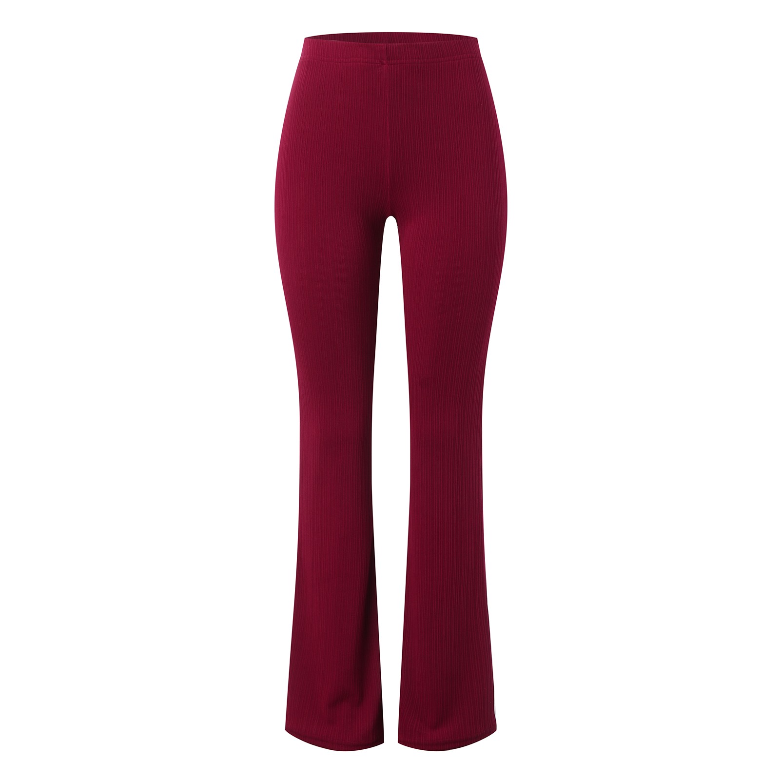 thumbnail image 5 of Pantalones de yoga acampanados con cintura alta elástica para mujer - Tejido acanalado, poliéster, largo completo, informal/deportivo - XS-XL, 5 of 8